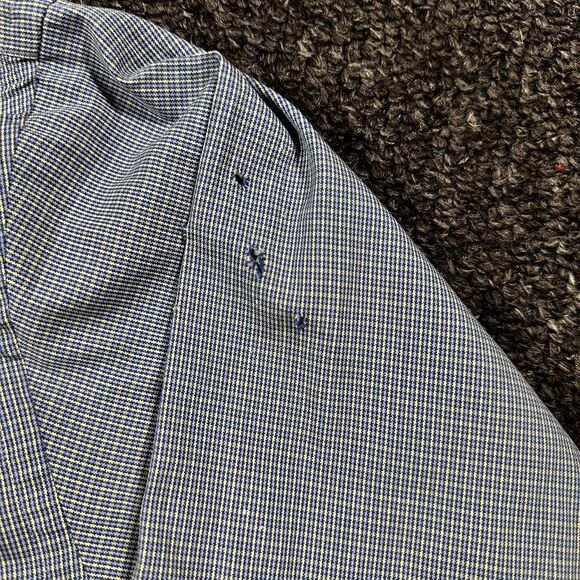 Lands’ End Button-Down Shirt Men’s 16.5-33 Blue Micro Check Long Sleeve Vintage - Picture 5 of 7